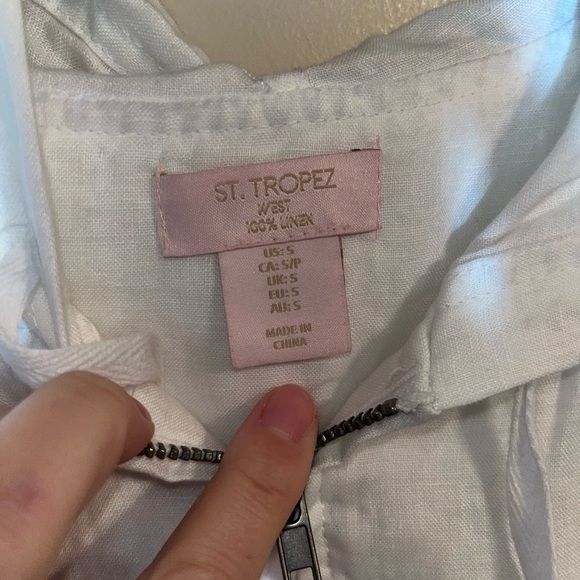 St. Tropez West Linen Hooded Zip Up - Picture 2 of 3